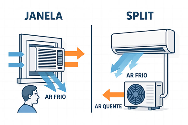 Diferença entre ar-condicionado janela e split